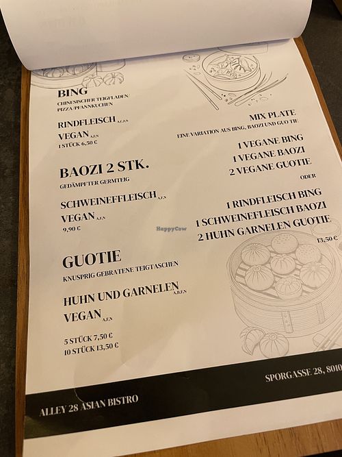 Menu  at Alley 28 Asian Bistro in Graz