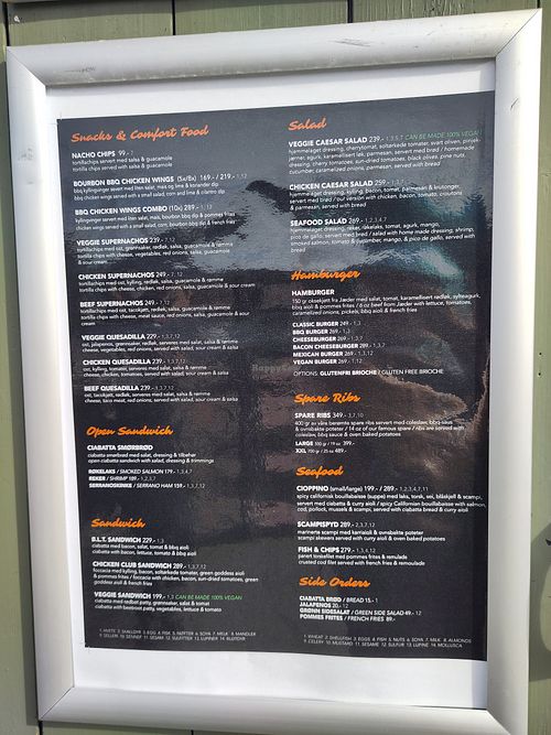 English menu at Madam Felle in Bergen