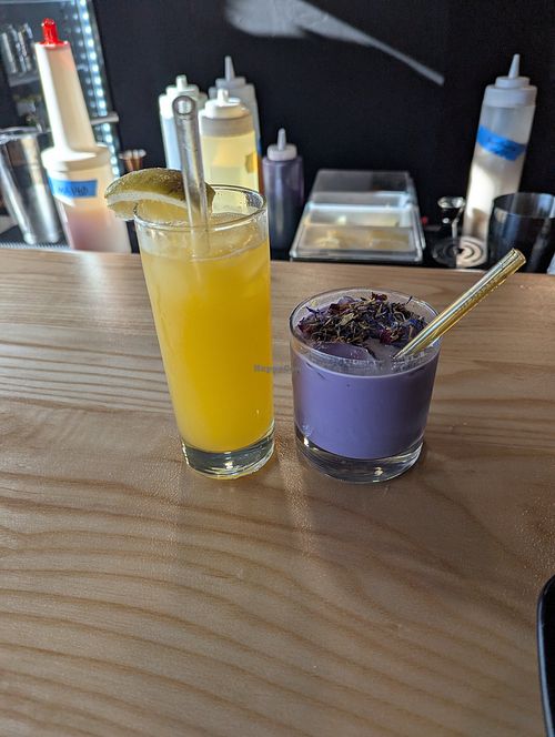 Mango green tea and horchata ube cocktails at Susukino Ramen Bar in Arcata