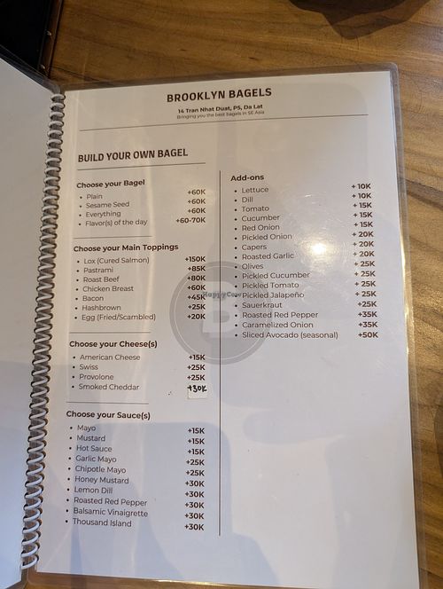 Menu page 3 at Brooklyn Bagels in Da Lat