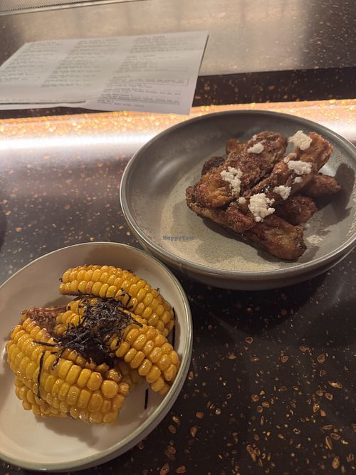 Corn ribs and tempura eggplant, both tasty, good size and vegan.   at Mr. Vain in Fortitude Valley