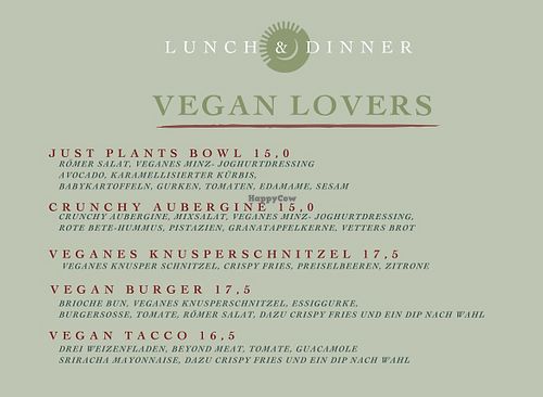 Veganer Teil der Karte  at Mali & Milo in Mainz