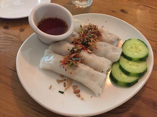 Steamed rice paper rolls with mushroom mince filling at Brother Bon in Northcote