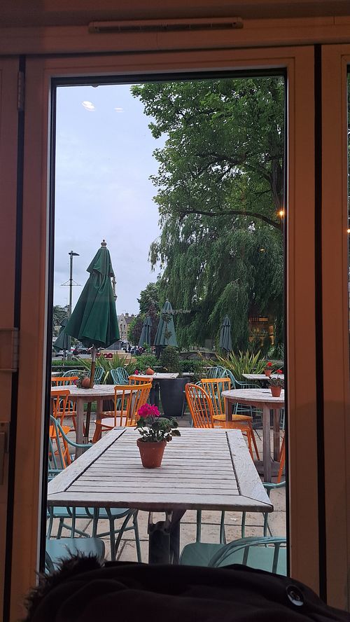 The view from inside the restaurant at The Willow in Bourton-on-the-water