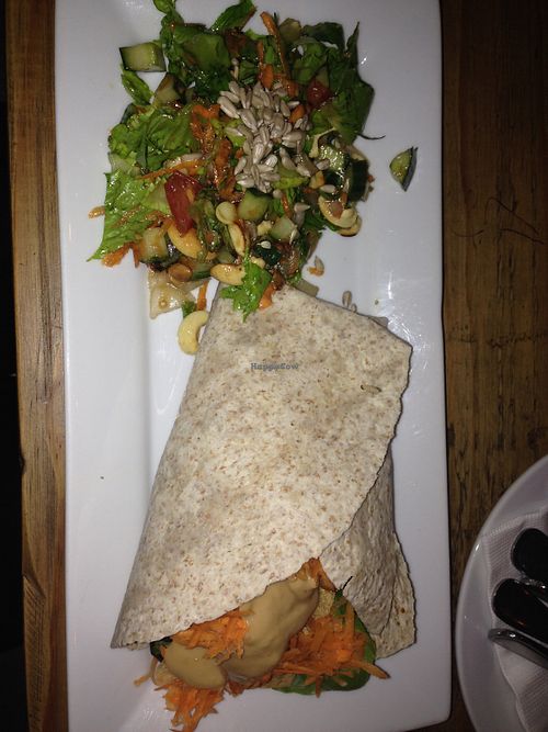 Delicious healthy tofu and peanut sauce wrap at Conscious 108 in Johannesburg