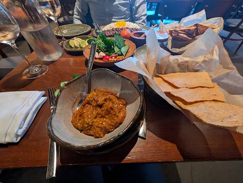 My mizra ghasemi and lavash crackers at Rumi’s Kitchen in District Of Columbia