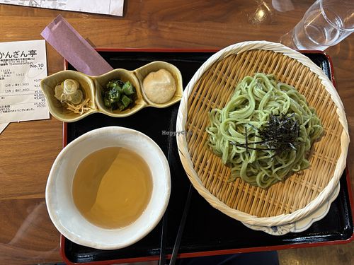 Soba with cold dipping saucee  at Kanzantei restaurant in Hiraizumi