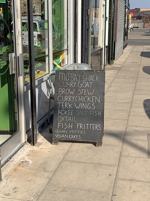 Outdoor menu  at Mo'Bay Shack in Liverpool
