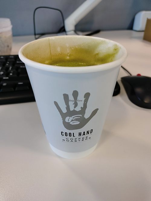 My matcha latte (after a few sips) at Cool Hand Coffee Roasters Grand Canal in County Dublin