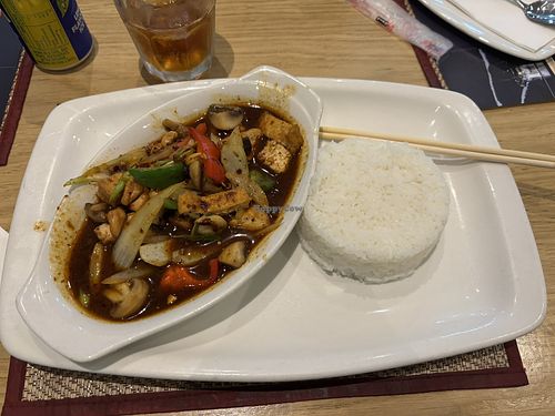 Roasted Chilli Paste Stir-fry with Rice  at Simply Asia in Johannesburg