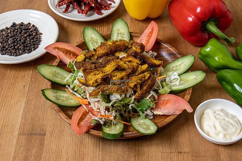 Soy Tikka Salad  at Shama Vegetarian Indian Restaurant in Kyoto