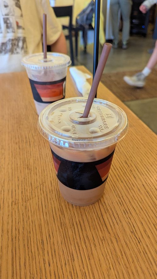 Vegan coffee and vegan chai with oat milk at Under Canvas Acadia  in Surry