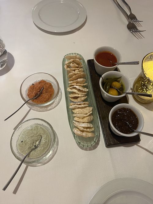 Small Papadums with chutneys  at Quilon in London