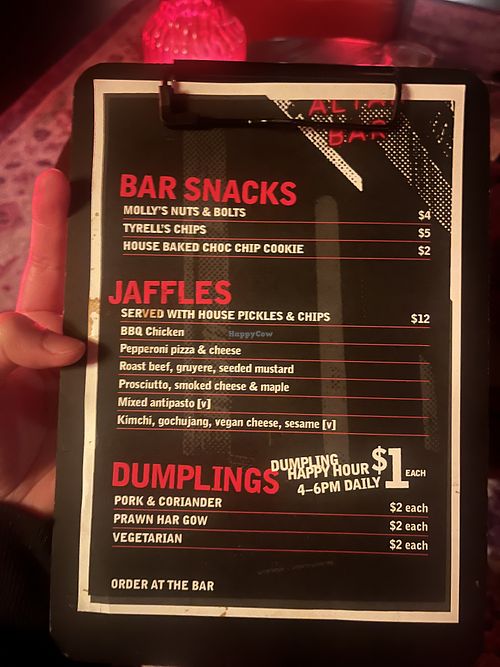 Menu   at Altar in Hobart