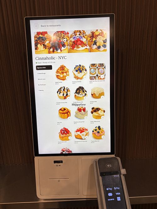The Cinnaholic screen on the kiosk  at Cinnaholic in New York City