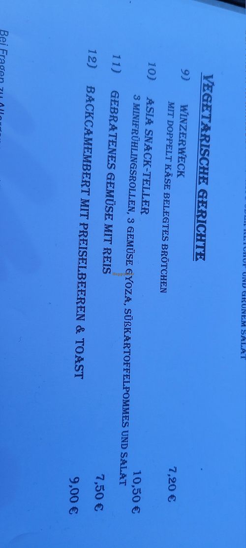 Vegetarische Gerichte at Rheinliebe Bistro und Pension in Hessen