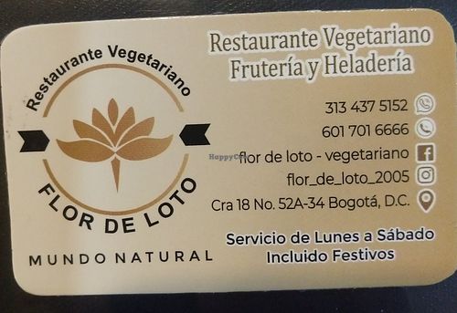 Info card at Flor de Loto in Bogota