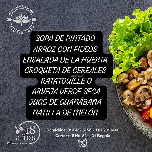 Menu of the day September 11th, 2025 at Flor de Loto in Bogota