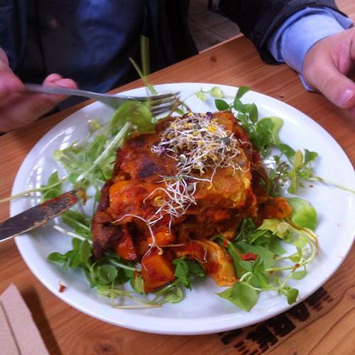 vegan squash lasagne at Kantine Neun in Berlin