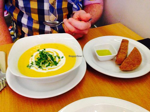Pumpkin soup at 222 Vegan Cuisine in West London