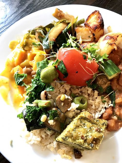 my lunch buffet selections at 222 Vegan Cuisine in West London