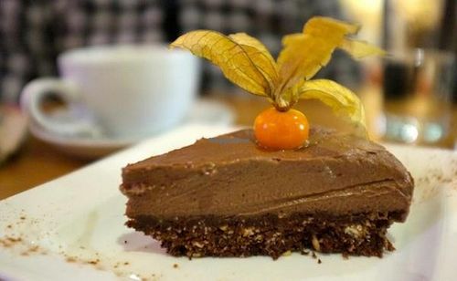 Best raw chocolate cake ever. at 222 Vegan Cuisine in West London