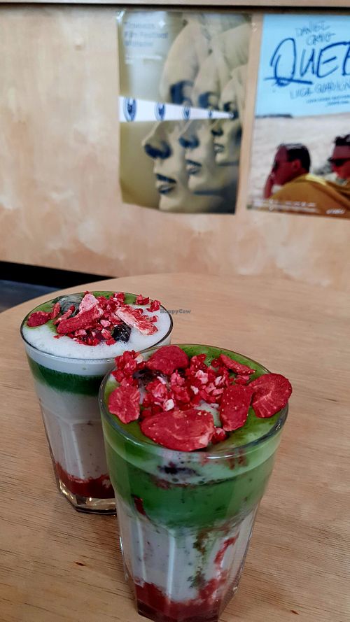Strawberry matcha latte (oat milk) at Moko w Muzeum in Warsaw