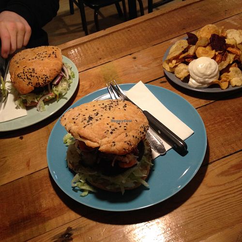 awesome burgers and root fruit chips at Mikuna in Aarhus