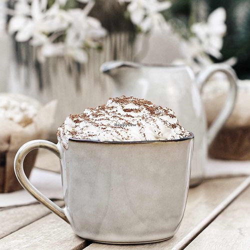 Vegan Luxury Hot chocolate, made with oat milk & soya cream. at Trevenson Moor Limited in Redruth