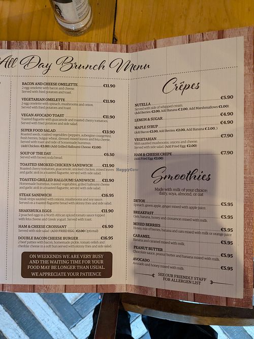 Menu page 2 at Curious Cat Café in County Kerry