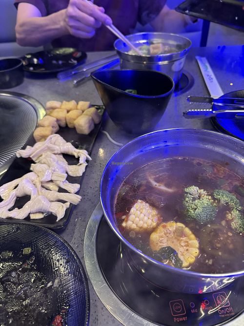 Tofu and veggies in mushroom k pot broth  at KPot in Ocala