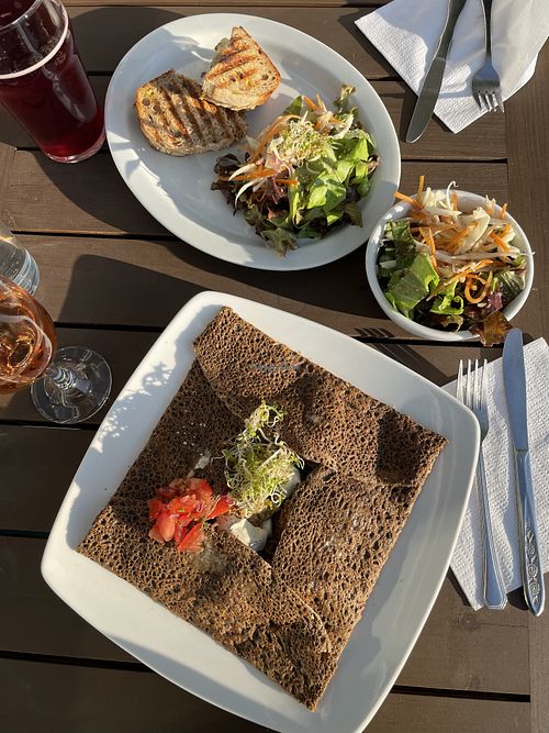 Vegan savory crepe & vegepate sandwich  at Café-Crêperie Les Gamineries in Sainte-felicite