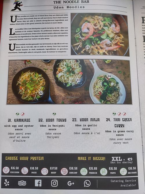 Menu page 3 at The Noodle Bar in Brussels