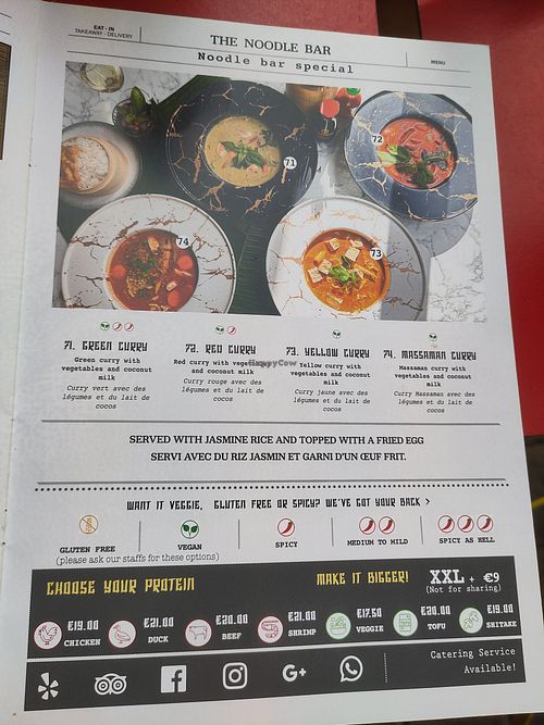 Menu page 9 at The Noodle Bar in Brussels