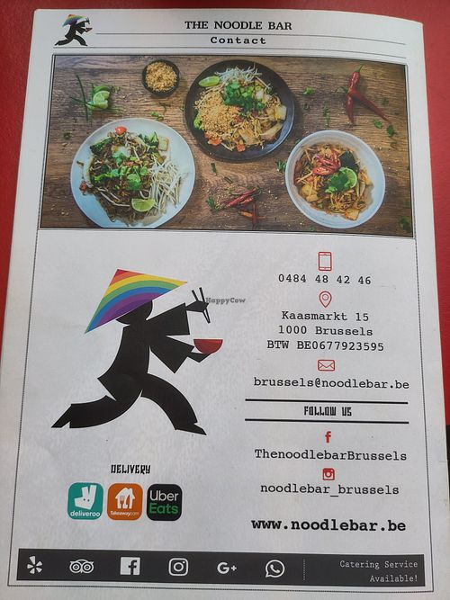 Menu back cover at The Noodle Bar in Brussels