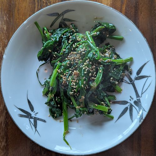 Wok Fried Snow Pea Tips at Toya Ramen & Bar in Portland