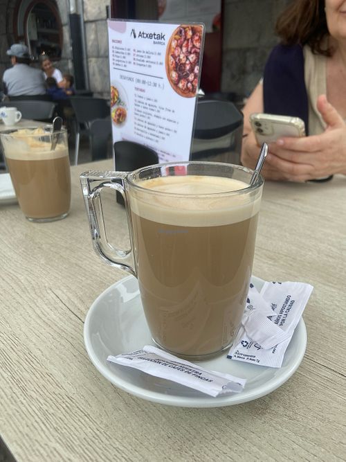 Cafe con leche de soja  at Bar Atxetak in Bermeo