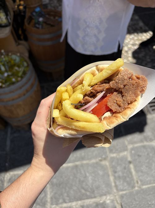 Meatless Gyros / hommus instead of tzatzikii  at Pita Fan in Rhodes