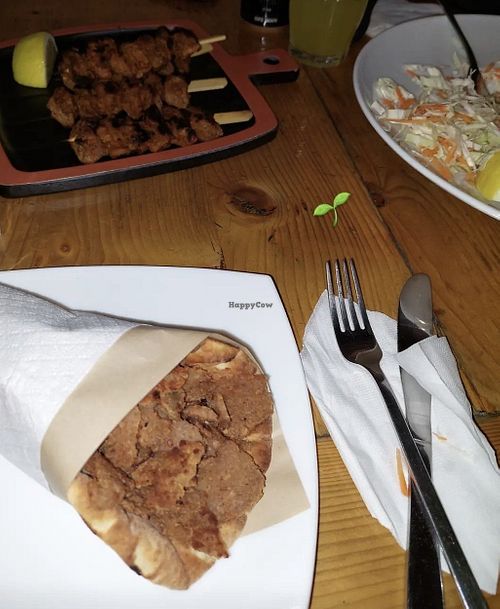 Vegan gyros and souvlaki at Pita Fan in Rhodes