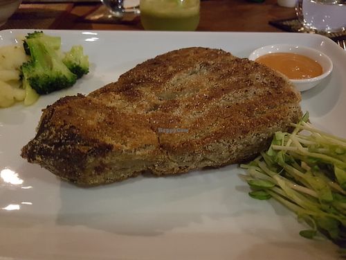 Aubergine cotolette  at Santosa Vegan Restaurant in Phuket