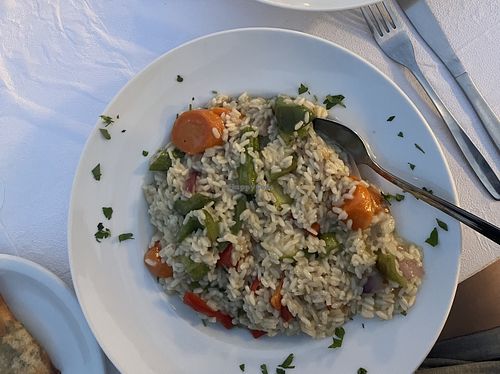 Vegan vegetable risotto   at White Cat in Poros