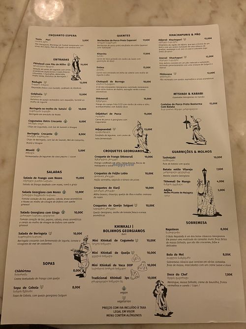 The vegan options are marked with a green leaf symbol on the menu   at Karater Georgian Bistro in Lisbon