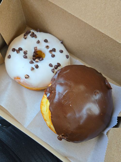 Vegan Boston Cream and Vegan Vanilla Glazed at Dough Haus in Newport News