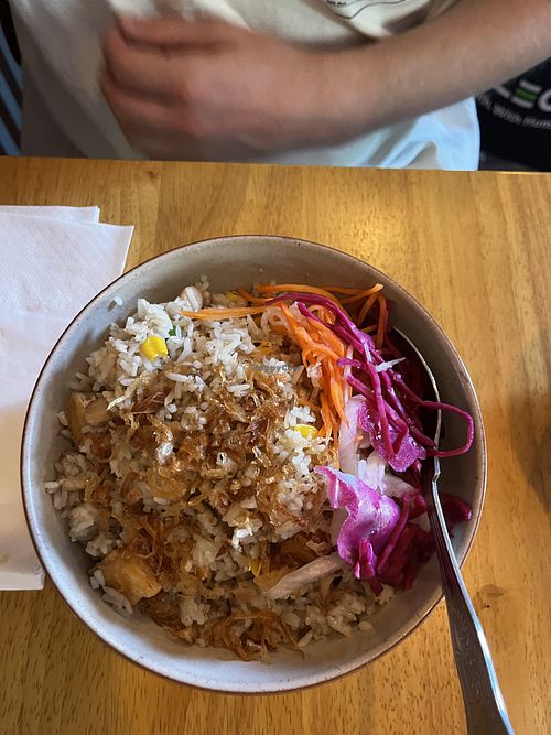 Danang fried rice with mushrooms and tofu  at Eat Vietnam bar-b-grill in England