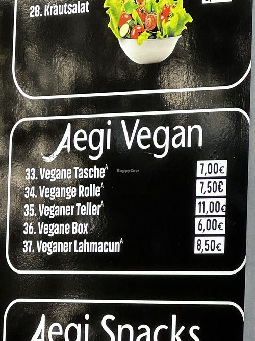 Vegan menu   at Aegi Döner in Hannover