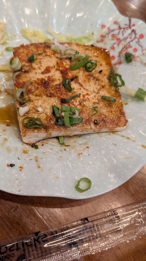 Grilled Tofu with red chili seasoning.  at Koi Ramen & Sushi in Grand Junction