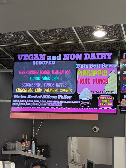 Menu at Willow Glen Creamery in San Jose