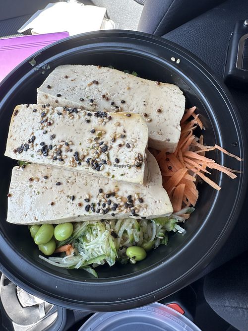Takeout tofu rice bowl  at T & B Provisions and Eatery in Niantic