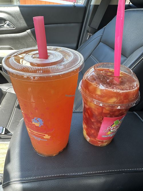 Passion fruit agua fresca and mixed fruit gazpacho….hydrating, healthy and delicious   at San Francisco Neveria & Paleteria in Michigan