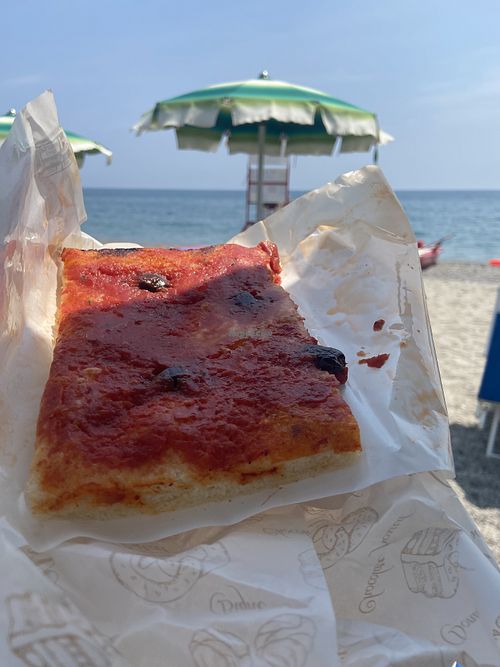 Focaccia rossa  at Pizzeria Dell'Orologio in Liguria